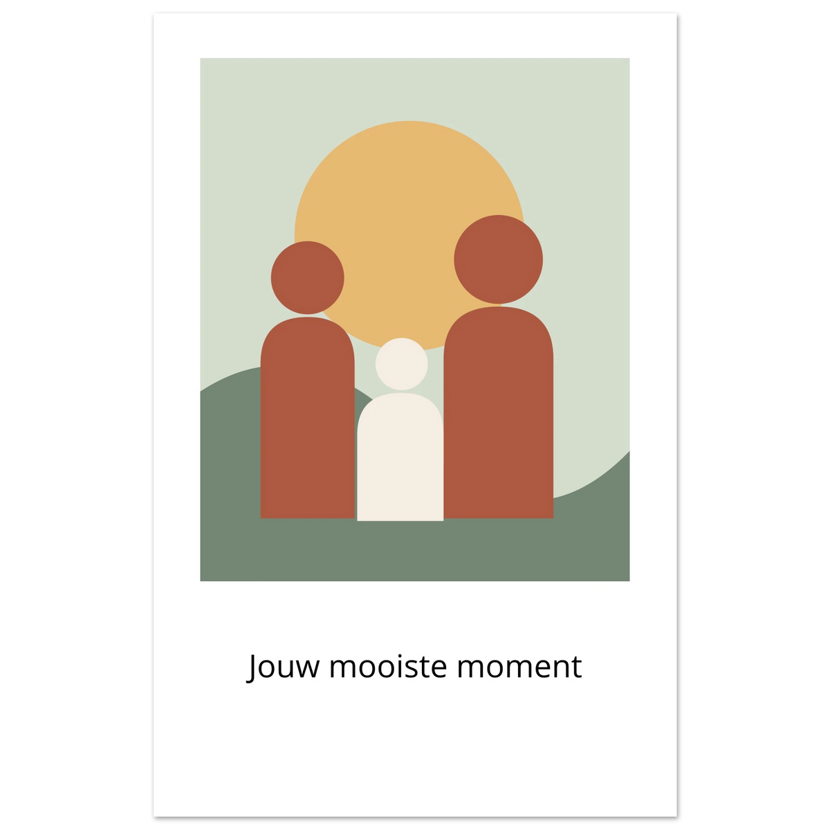 Poster Jouw verhaal met voorbeeldillustratie van een gezin en de tekst Jouw mooiste moment