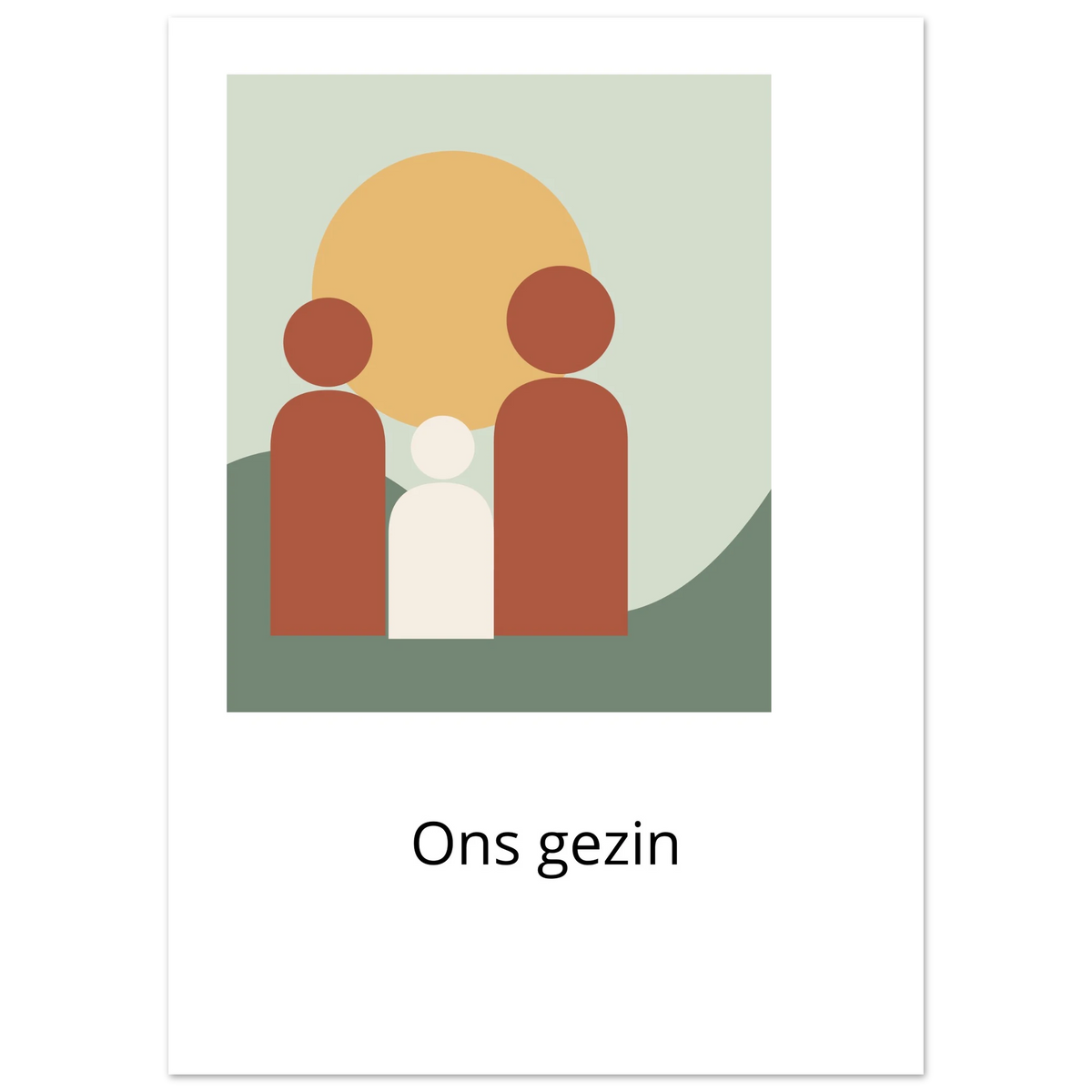 Familieposter Samen met een gestileerd gezin en de tekst Ons gezin