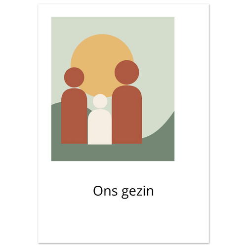 Familieposter Samen met een gestileerd gezin en de tekst Ons gezin