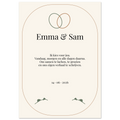 Persoonlijke trouwposter Verweven met Emma en Sam op een crèmekleurige achtergrond